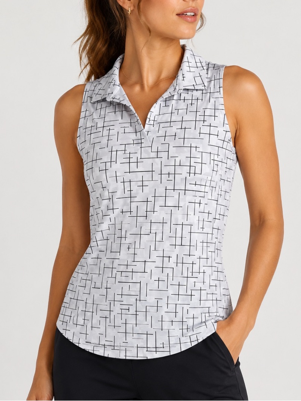 Nike Dri-FIT Sleeveless Golf Polo Women’s XS White Stretch Fit Activewear NWT